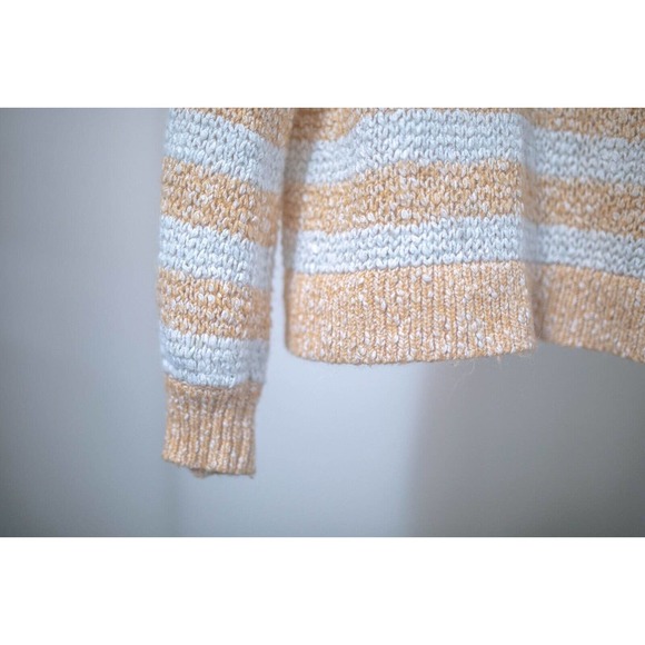 Madewell Yellow and White Striped Baez Cozy Fall Pullover Sweater Sz L - Picture 4 of 8